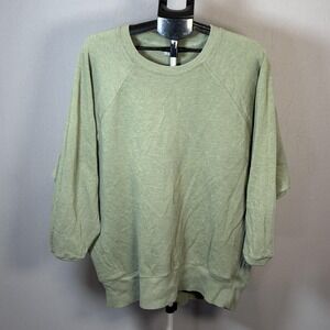 Aerie Sweatshirt Womens XL Green Fleece Crewneck Raglan Pullover Relaxed Fit